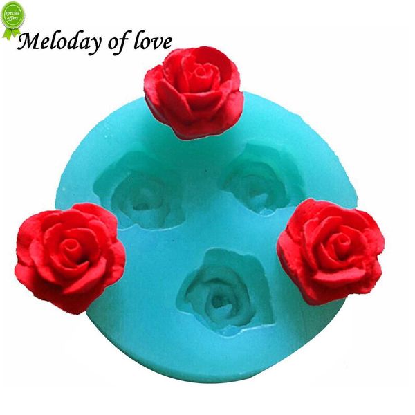 Новая 3D Rose Flowers Шоколадные свадебные инструменты для украшения 3D Выпекать помадение силиконовой формы, используемая для легко создания залившего сахара T0157