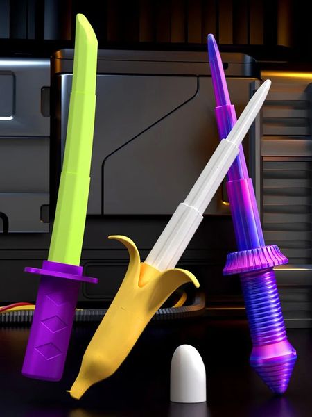 Neuheitsspiele 3D Schwerkraft Katanas Schwert Bananenform Einziehbare Schwerter Dekompression Katana Stressabbau Spielzeugmesser Chindren Weihnachtsgeschenke 231130 Beste Qualität