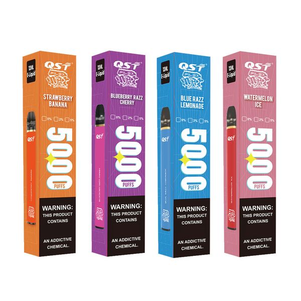 QST Vape pen 5000 затяжек QST Filex Max Одноразовый комплект электронных сигарет Vape Аккумулятор 650 мАч 5000 затяжек Предварительно заполненные высококачественные пары