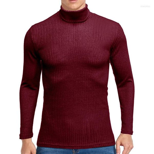 Maglioni da uomo Maglione solido Europa e America Autunno Inverno Collo alto Camicia a maniche lunghe T-shirt da uomo Pullover Abbigliamento