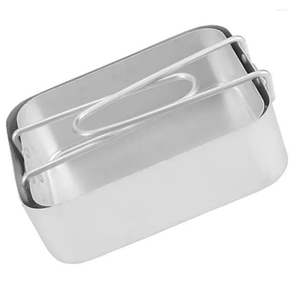 Tigelas 2pcs Camping Lunch Box Container Old-fashioned Refeição Alumínio