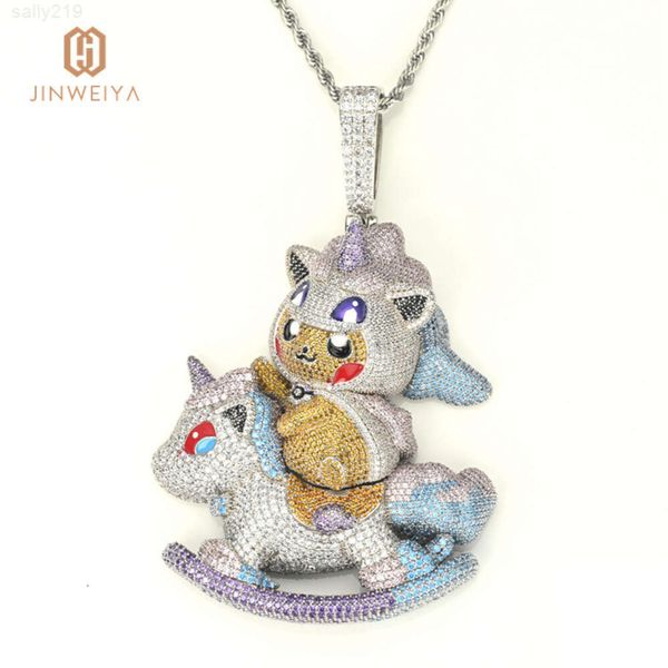 JWY Messing niedliche kleine Zirkon Iced Out Anhänger Cartoon Charakter Hip Hop Anhänger