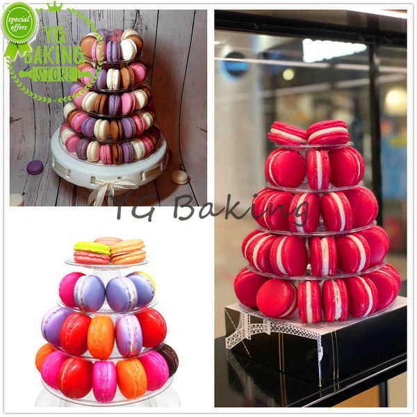 Neue 4/6 Schicht Macarons Display Tower Hochzeit Fondant Kuchen Dekorationszubehör PVC Macaron Tower Stand Fondant Küche Kuchen Werkzeug