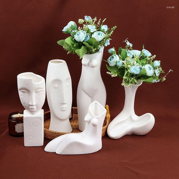 Vasi Arredo Casa Ins Corpo Umano Arte Plastica Vaso Decorazione Nordica Scultura Ceramica Fiore Bianco