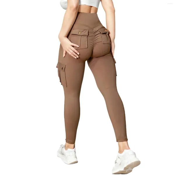 Damen-Leggings, ausgestellte Yoga-Hose für Damen, Baumwolle, Basic, breiter Bund, solide, kleine Beine, Damen-Aktivhose, Sport, Fitness