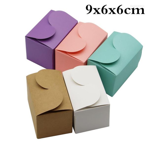 Bolsas de joias 30pcs/lote 9x6x6cm retângulo colorido colorido caixa de doces de papel de papel de papel favorita uma caixa de papelão marrom kraft de papelão de papelão marrom