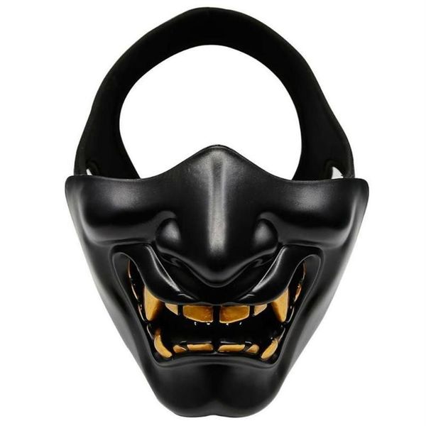 Máscaras de festa Halloween traje cosplay meia face mal demônio careta kabuki samurai prajna hannya oni máscara tática248n