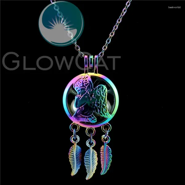 Colares Pingente C770 Dream Catcher Pray Angel Kids Beads Gaiola Difusor de Óleo Essencial Medalhão