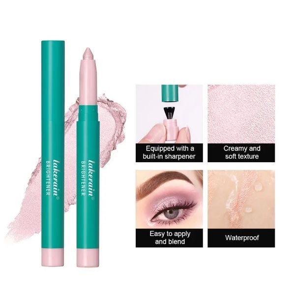 Lidschatten liegender Seidenraupen-Textmarker-Stift, Augen-Make-up, rosa Perle, hochglänzender, aufhellender Glitzer-Lidschattenstift mit Spitzer