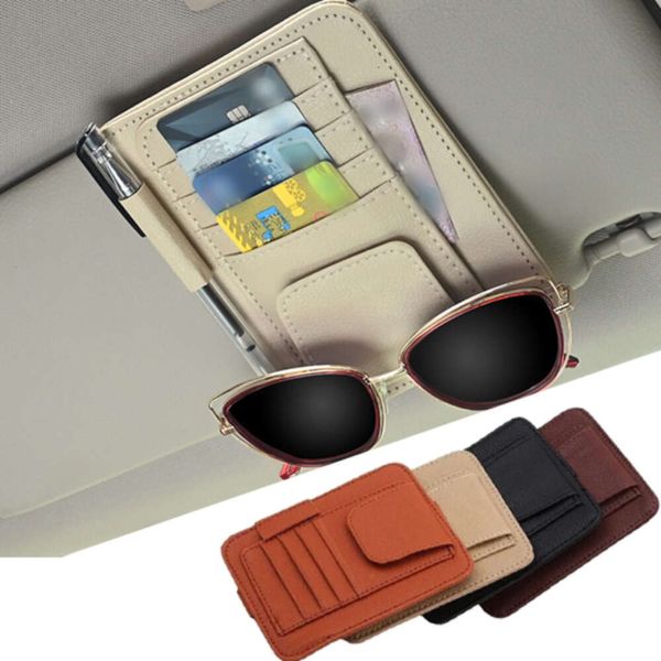 Suporte para cartão de viseira solar de carro, organizador automático de bolso, armazenamento de documentos de carro, suporte de caneta, acessórios interiores