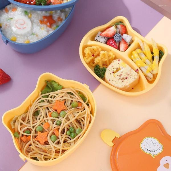 Учебные посуды наборы Bento Box Double Layer Coverment Good Sealing Microwable Kids Snack Lunch
