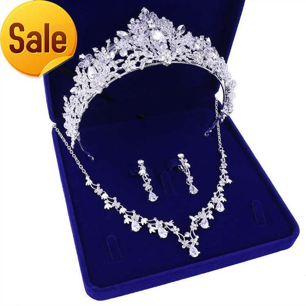 Confezione regalo in tre pezzi con corona di gioielli da sposa X002 da donna all'ingrosso per nuovi accessori per abiti da sposa con copricapo