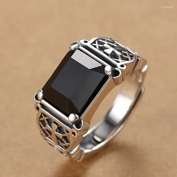 Cluster Ringe Mode Einfache Schwarz Zirkon Kreuz Für Männer Retro Hip-hop Legierung Offenen Zeigefinger Ring Punk Schmuck Zubehör party Geschenke