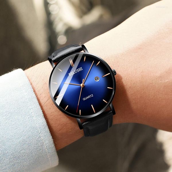 Relógios de punho Minimalist Mody Men Watches 2023 Business de pulso masculino à prova d'água Ultra Thin Watch Relogio Masculino