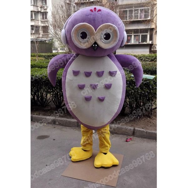 Noel Purple Baykuş Maskot Kostüm Cadılar Bayramı Fantezi Parti Elbise Karikatür Karakter Takım Karnaval Unisex Kıyafet Reklam Sahibi Sahne