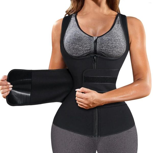 Intimo modellante da donna Canottiera da allenamento per donna Canottiera da allenamento Corsetto sottile Neoprene Sauna Canotta Cerniera Perdita di peso Shaper del corpo Controllo della pancia