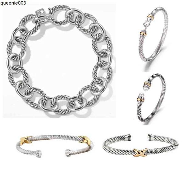 Tiffahylioes pulseira designer cabo pulseiras moda jóias para mulheres ouro prata pérola cabeça cruz aberta manguito homem festa presente de natal