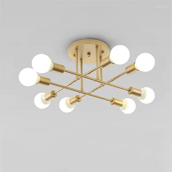 Plafoniere Lampada multifunzionale di design nordico Testa E27 Base Nero Bianco Oro Ristorante Camera da letto LED Fabbrica