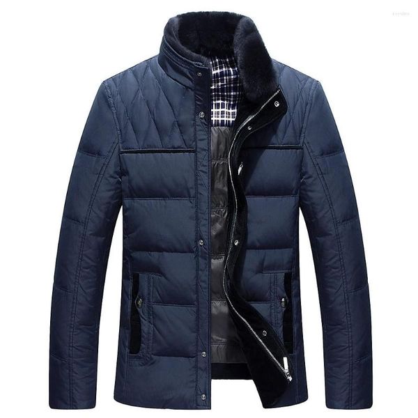 Cappotto da uomo in piumino da uomo con collo in pelliccia calda e spessa Cappotto con cappuccio Parka alla moda M-3XL Giacca invernale da uomo in anatra bianca di marca