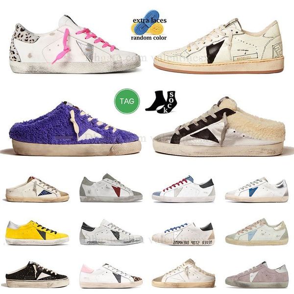 Goldener Schuh, schmutziger alter Sneaker, High-Top-Freizeitschuhe, Mid Star Pink, Weißgold, glitzerndes Wildleder, Eisblau, Hi Star Slipper, Fellrutschen, flache Damen- und Herren-Dhgate-berühmte Trainer