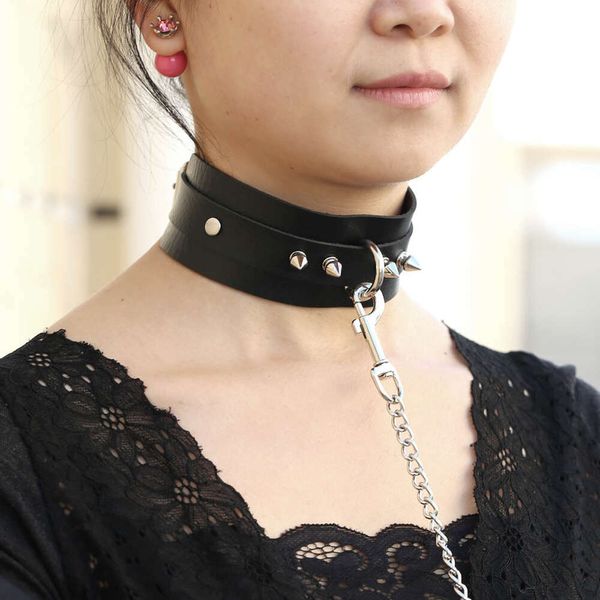 Massageprodukte Bdsm-Bondage-Halsband aus Nietenleder, Harajuku-Punk-Halsband, sexy Halskette für Erwachsene, sexy Spiele, Bestrafen, Fetisch, Sklave, Cosplay