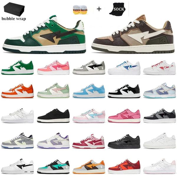 2024 scarpe casual per maschi da donna allenatori da esterno in pelle in pelle nera squalo bianco sax arancione arancione blu camo piatti bianchi verdi jogging designer a piedi sneaker d8