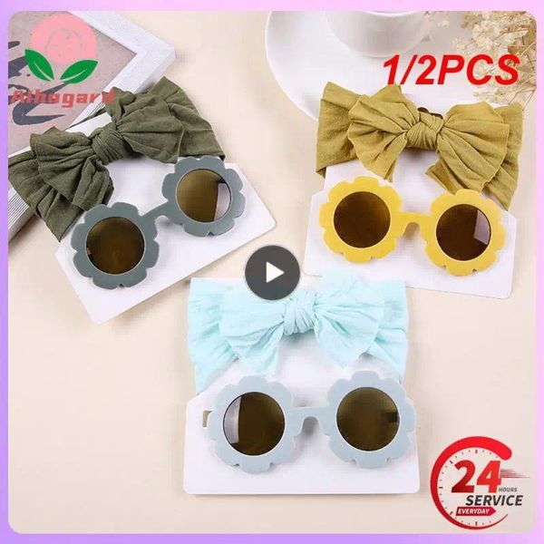 Acessórios de cabelo 1/2 PCS Big Ruffle Bow Nylon Headband Wide Baby Turban Super Soft Chiffon Handmade Knotted Infantil Headwrap One Size Fits All