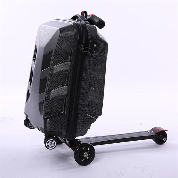 Malas criativas scooter rolando bagagem rodízios rodas mala trolley homens viagem duffle alumínio carry onsuitcases310g