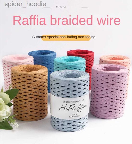 YARN 150M Raffia lisa de papel grama para tricô e crochê de crochê Diy Str Str Bag Doll Slippers TEAVE SOFT 80G/PCS L231130