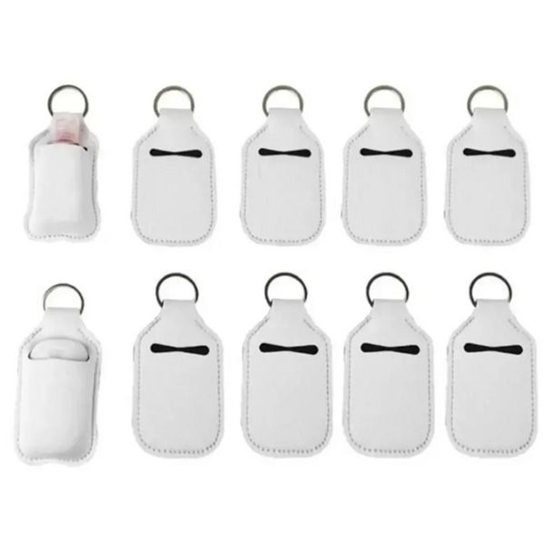 Sublimation Blanks Nachfüllbare Neopren -Händedesinfektionshalterhalter -Deckung Chapstick -Halter mit Schlüsselbund für 30 ml Flip Cap Container Reiseflasche FY4285