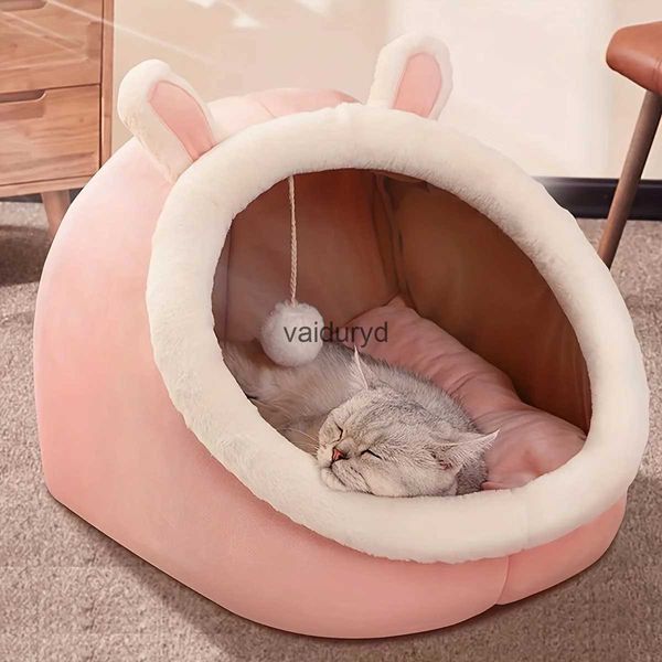 Camas de gato móveis filhote de cachorro caverna cama com almofada lavável macio quente esconderijo bonito rosa e cesta para cão pet acessóriosvaiduryd