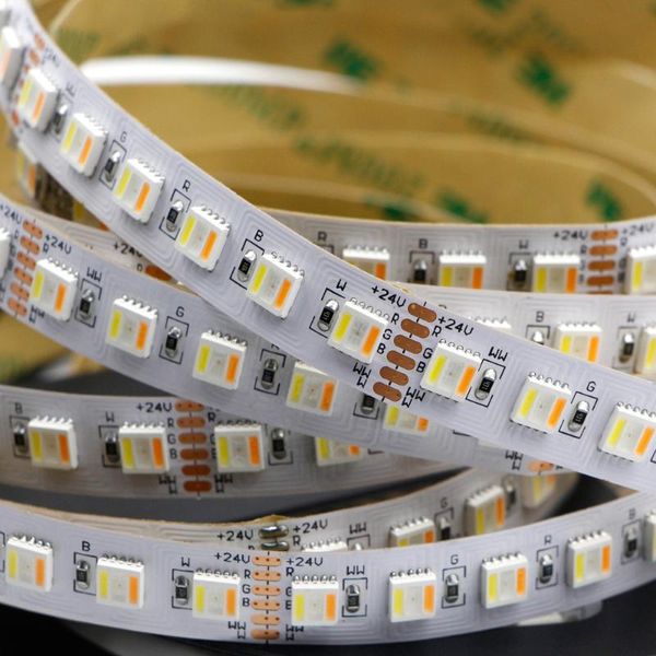 Полосы Light Strip RGB CCT SMD DC12V 24V RGBCCT Светодиодный светодиодные 60LEST 60LESS 5IN1RGBCCT Чип RGBW WW лента Декоративные молчаливые полоски