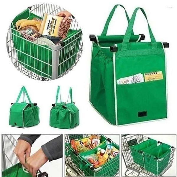 Borse portaoggetti Borsa riutilizzabile verde 1 Pz Shopping alla moda Pieghevole Eco-friendly Grande carrello Borsa da supermercato