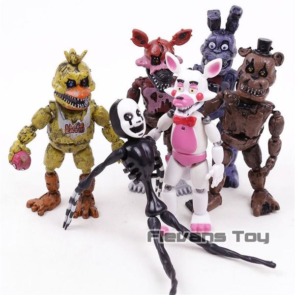 FNAF Freddy's Nightmare'de Beş Gece Freddy Chica Bonnie Funtime Foxy PVC Aksiyon Figürleri Oyuncaklar 6pcs Set C19041501296P