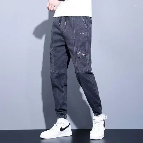 Männer Hosen Y2k Cargo Elastische Slim Fit Koreanische Leggings Dünne Schwarze Denim Jeans High Street Hip-hop Hosen Casual je