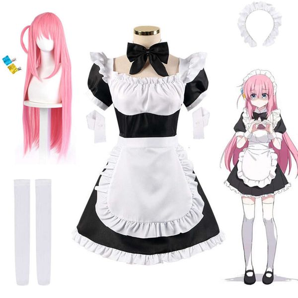 Bocchi Rock Gotoh Hitori Cosplay Kleid Und Perücken Anime Das Outfit Halloween Party Frauen S Maid Uniform Röcke