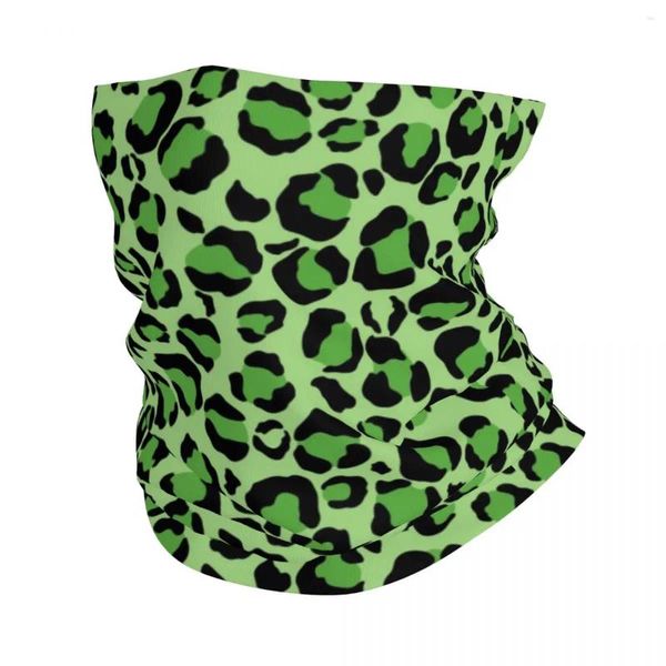 Lenços Verde Leopardo Impressão Bandana Pescoço Capa Impresso Camuflagem Envoltório Lenço Multi-Uso Headband Running para Homens Mulheres Adulto Inverno