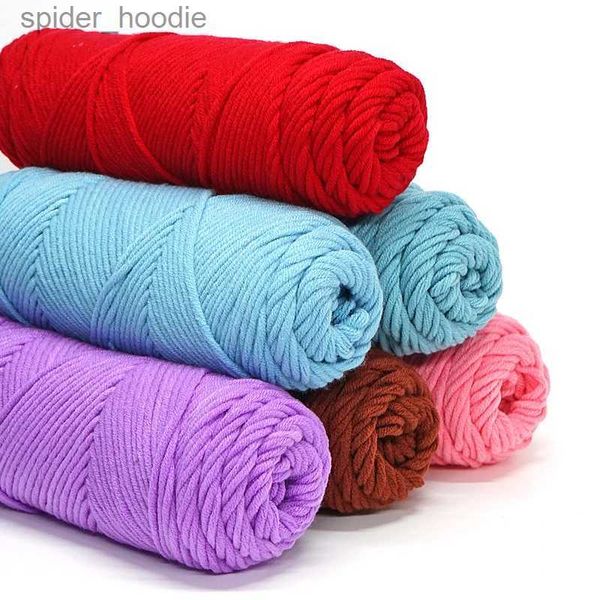 YARN 120 jardas 100g/conjunto 8ply leite algodão tricô de lã Free de cor sólida Bordado de bordado tingido para chapéu de suéter artesanal de crochê bonecas L231130