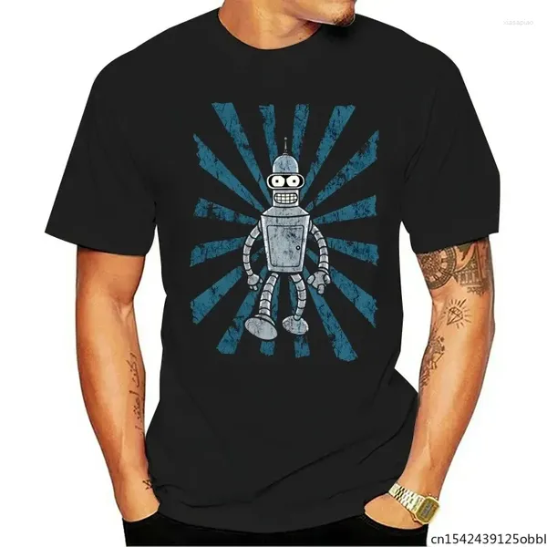 Мужские футболки Рубашка-робот для прогулок с принтом в винтажном стиле Бендер с круглым вырезом, повседневная мужская футболка размера плюс, хлопок, четыре сезона на каждый день