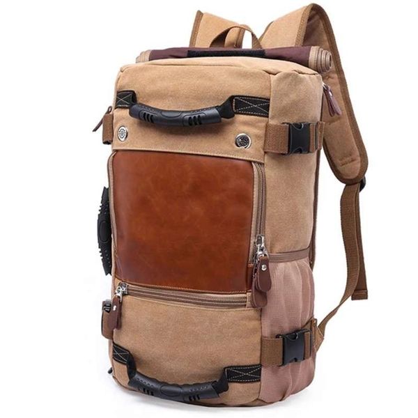 Kaka Vintage Canvas Reise -Rucksack Männer Frauen große Kapazität Gepäck Umhängetaschen Rucksäcke Männlich wasserdichte Rucksackbeutel Pack 210246s