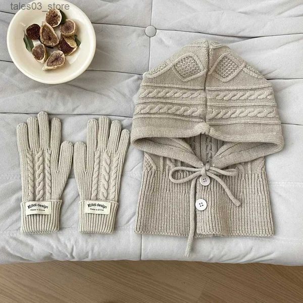 Berretto / Berretto con teschio Guanti invernali con cappello lavorato a maglia Passamontagna caldo addensato Sciarpa di cashmere imitazione Set Scialle di lana Corea Scialle con dita divise Cappello pullover Q231130