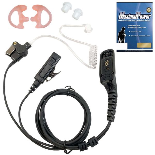 Motorola per auricolare 6350 7550 6550 XPR 7350 auricolare walkie-talkie radio bidirezionale con tubo acustico e microfono PTT (auricolari LR + orecchio