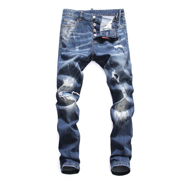 Neue Mode-Waschung, niedrige Taille, kleine Füße, Qualität, Nachtclub, Mode, Loch, Persönlichkeit, D2, Herren-Jeans, lang