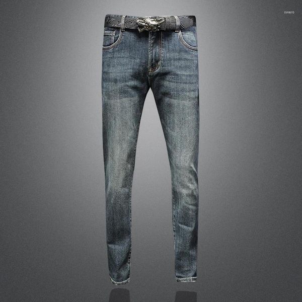 Jeans da uomo 2023 pantaloni da uomo in denim slim fit elasticizzati casual stile classico dritto da uomo moto di alta qualità SENZA cintura