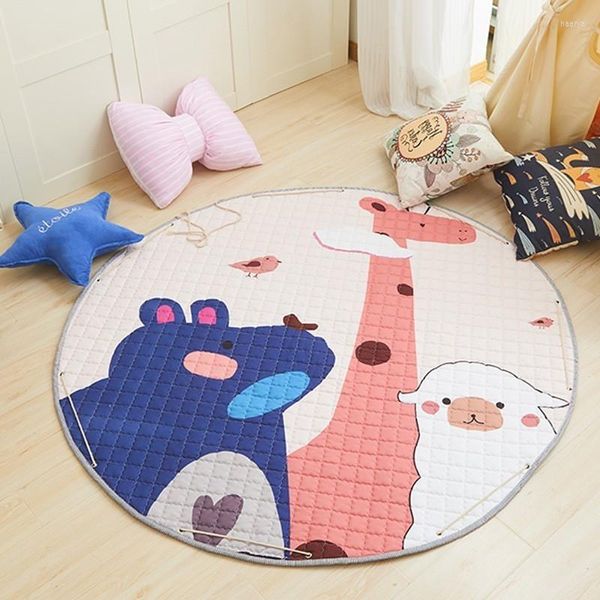 Tappeti 150 cm Animali Tappetini da gioco per bambini Tappeti rotondi per bambini Giocattoli Tappeto per bambini Tappetino in cotone Tappetino per lo sviluppo di puzzle Giocattolo