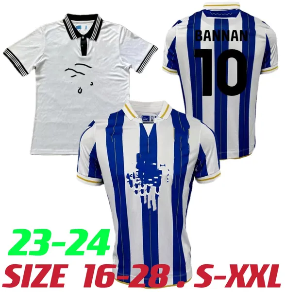 2023-2024 Sheffields Futebol Jerseys Quartas-feiras Homens Set Kids 23 24 Uniforme VAULKS Bannan WINDASS WILKS PATERSON GREGORY SMITH Camisas de futebol Home Away Tamanho S-XXL 16-28