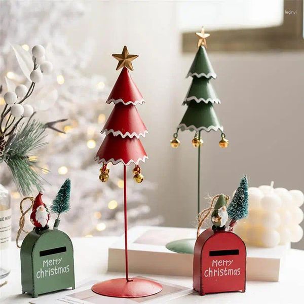 Decorações de Natal 24cm Árvore de Ferro Forjado Estilo Nórdico Torre com Jingle Bells Xmas Year Party Desktop Decoração