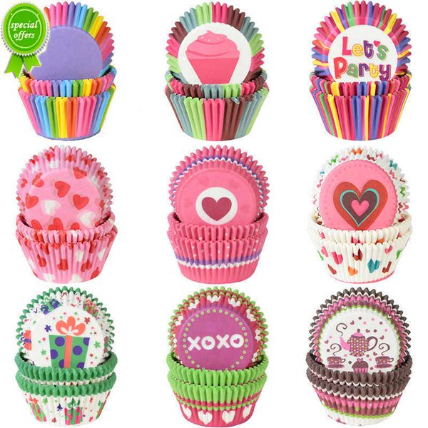 Yeni 100pcs Muffin Cupcake Paper Cups Cupcake Liner Pişirme Muffin Bardak Kılıf Partisi Tepsisi Kek Dekorasyon Araçları Doğum Günü Partisi Dekor