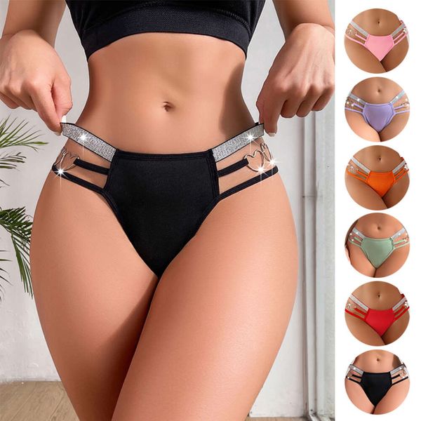 3 pçs sexy briefs coração anel feminino sier fita cinta baixa ascensão calcinha feminina oco para fora g-string cinto fino novo respirável tangas