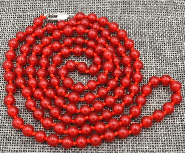 Catene Bella collana di perline di rubino rosso brasiliano da 6 mm 38 